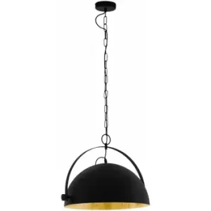 Image of Hanging Ceiling Pendant Light Black & Gold Dome 1 x 60W E27 Feature Lamp