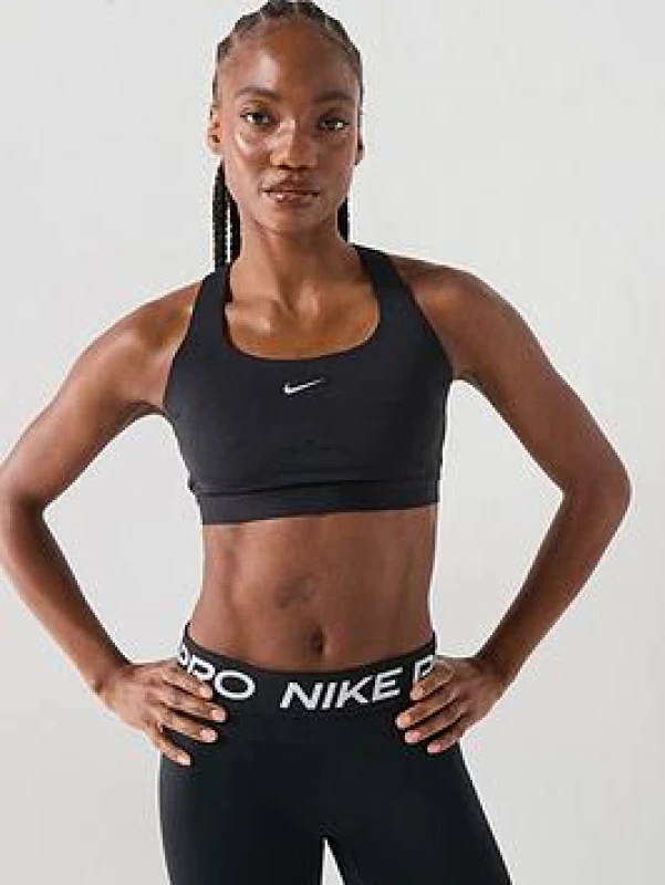 Image of Nike Swoosh High Support Womens Padded Adjustable Sports Bra - Black Female S D-E