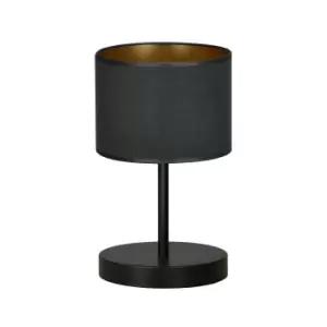 Image of Hilde Black Table Lamp with Round Shade with Black Fabric Shades, 1x E27