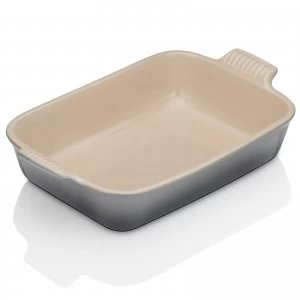 image of Le Creuset Stoneware Medium Heritage Rectangular Roasting Dish - 26cm - Flint