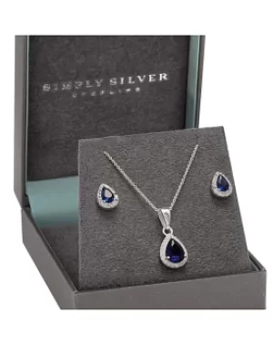 image of Simply Silver Pear Halo Set