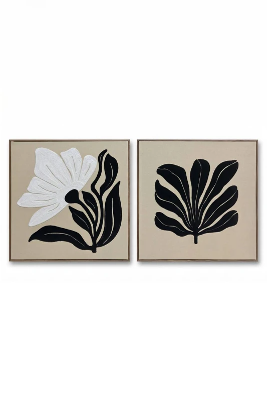 Image of Homescapes Embossed Frame Wall Art, 60 x 60cm, Set of 2 in Black Size: 60 x 60cm Black Unisex 60 x 60 cm