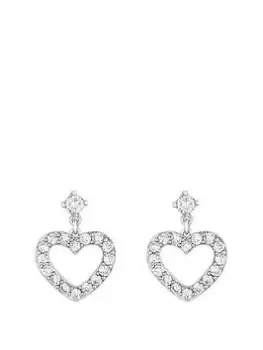 image of Jon Richard Rhodium Plated Open Heart Earrings