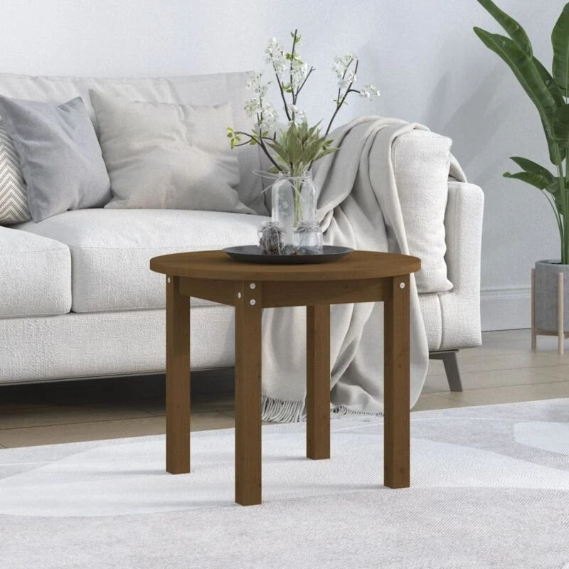 Image of Vidaxl Coffee Table Honey Brown Ø 55X45cm Solid Wood Pine, Brown 822330