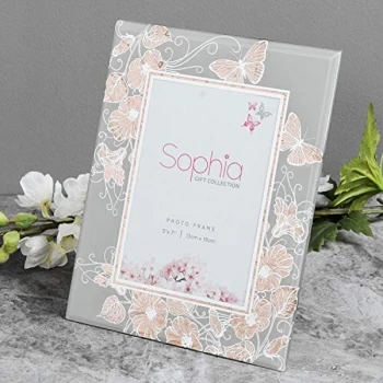 image of 5" x 7" - Sophia Rose Gold Collection Butterfly Photo Frame