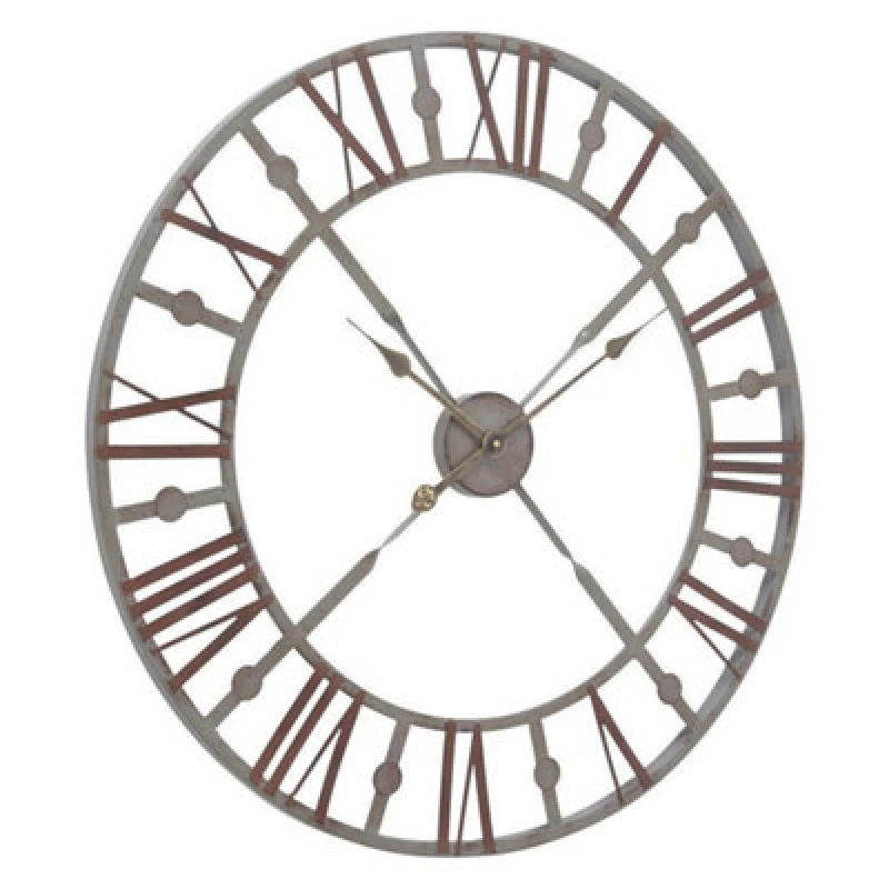Image of Buttercup Farm Skeleton Wall Clock - Iron - L4.5 X W73 X H73cm - Grey/rusty