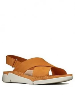 image of Clarks Tri Alexia Leather Flat Sandal - Amber