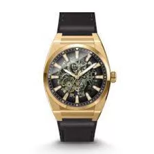 Image of Fossil Mens Everett Automatic Eco Leather Watch - Black