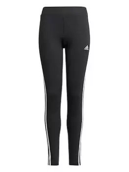 image of adidas Junior Girls 3-Stripes Tight - Black/White, Size 4-5 Years