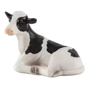 image of ANIMAL PLANET Farm Life Holstein Calf Lying Down Toy Figure, Three Years and Above, Black/White (387082)