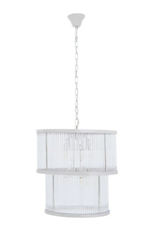 Image of Orsina 2 Tier Nickel Finish Glass Chandelier, Glass Pane Pendant Light, Adjustable Industrial Luxe Lighting Fixture