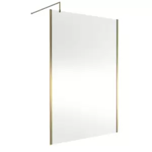 image of Hudson Reed 1400mm Outer Framed Wetroom Screen With Support Bar - Brushed Brass