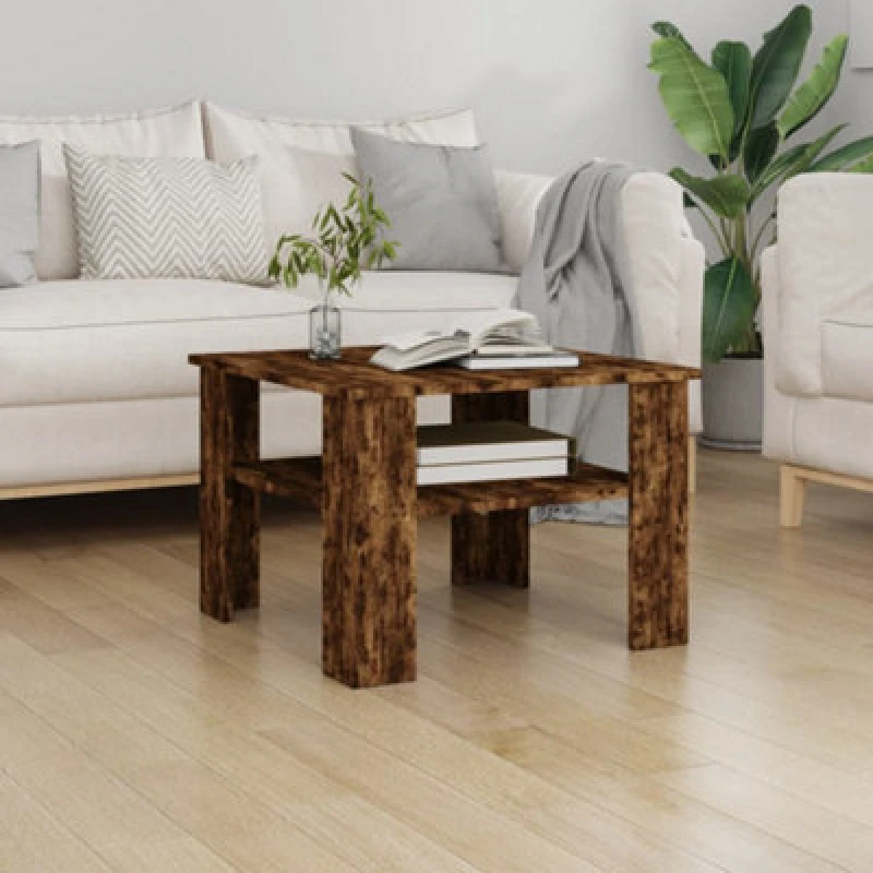 Image of Vidaxl Coffee Table Smoked Oak 60X60X42cm Engineered Wood, Brown 815264