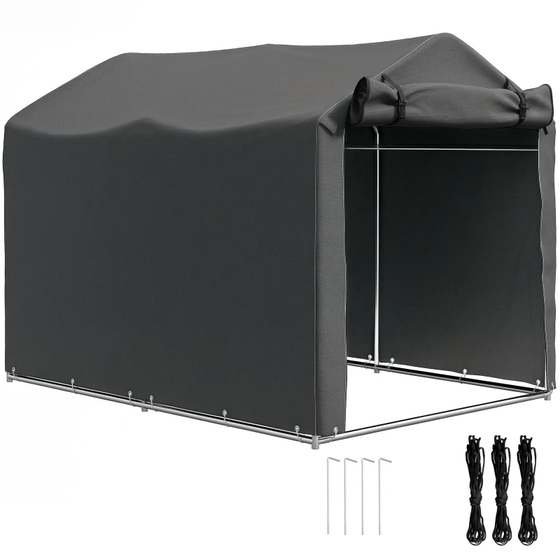 Image of Outsunny Outsunny Garden Tool Storage Shed with Roll-up Zipper Door, Dark Grey Dark Grey
