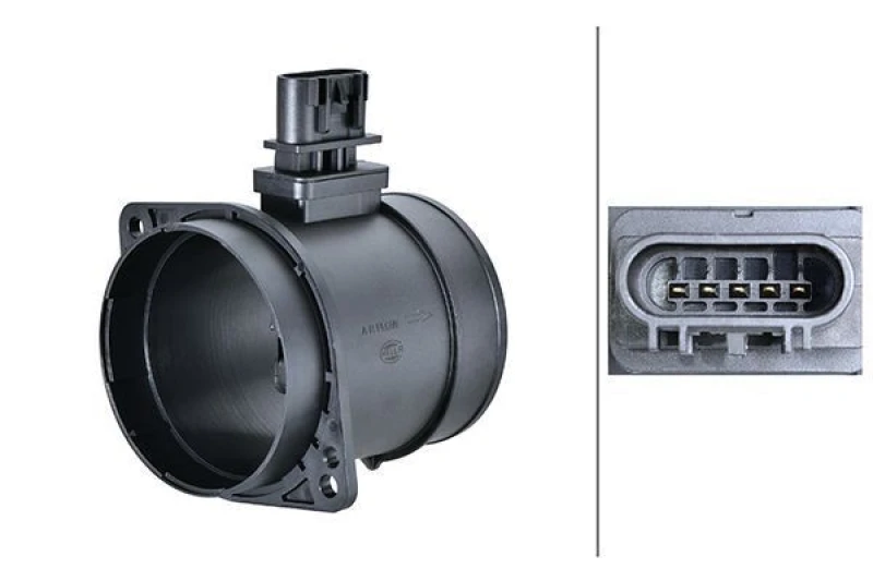 Image of HELLA Mass air flow sensor HELLA 8ET 358 166-511