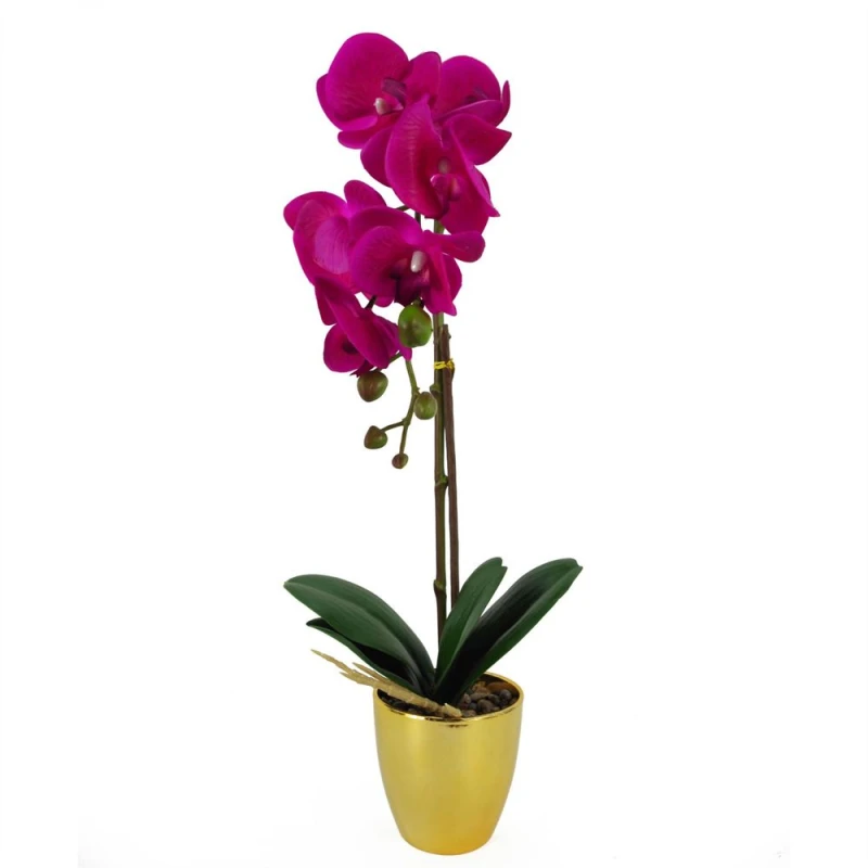 Image of Leaf 46cm Artificial Orchid Dark Pink / Silver Dark Pink unisex
