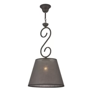 image of Lorenzo Pendant Ceiling Light, Fabric Shade, Anthracite, 1x E27