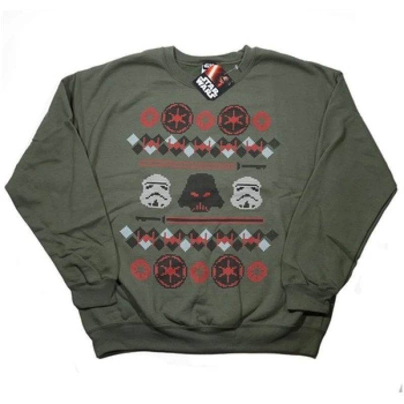 Image of Star Wars Christmas Empire Fair Isle Sweatshirt Green male