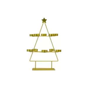 Gallery Interiors Xmas Tree Tealight Holder in Gold