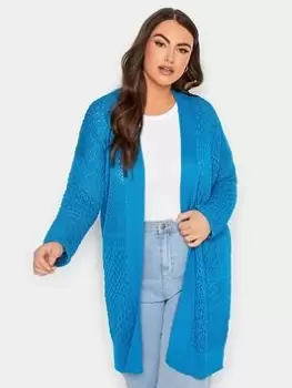 Image of Yours Pointelle Patchwork Cardi Blue Size 26-28, Women