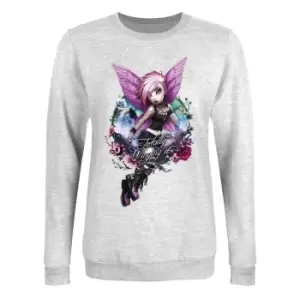 Image of Hexxie Womens/Ladies Totally Winging It Violet Sweatshirt (L) (Heather Grey)