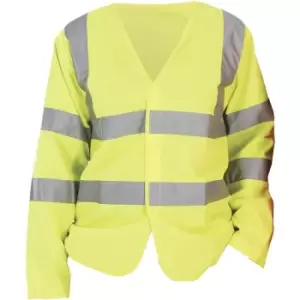 Image of Yoko Mens Hi-Vis Long Sleeve Waistcoat / Jacket (Pack of 2) (3XL) (Hi-Vis Yellow) - Hi-Vis Yellow