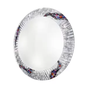 Image of Serena Designer Glass Patterned Flush Ceiling Lamp Polished Chrome - Kiss Silver Pattern, 4x E27