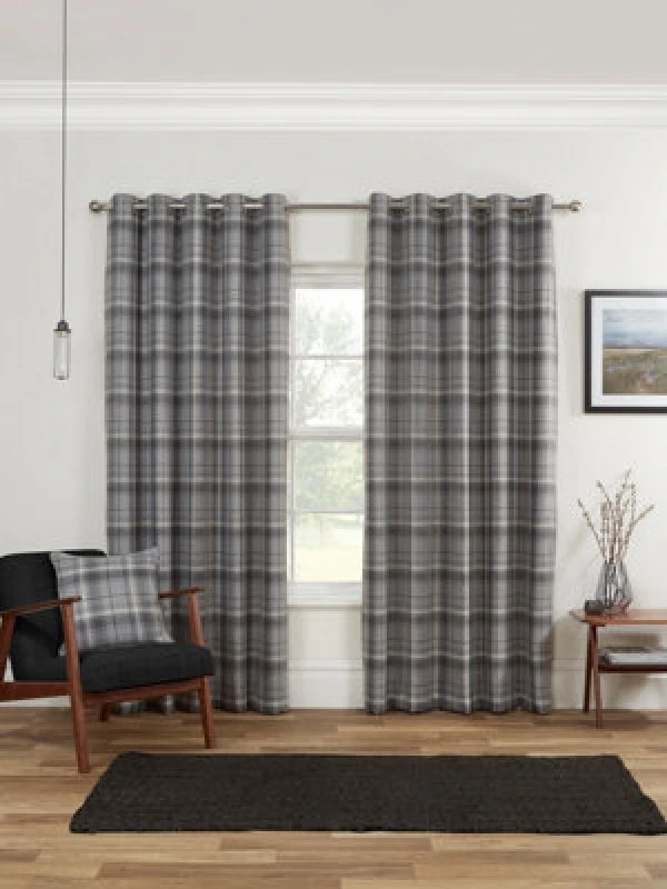 Image of Sundour Carnoustie Tartan Cushion - Grey Grey Cover Only