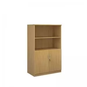 image of Deluxe combination unit with open top 1600mm high with 3 shelves - oak