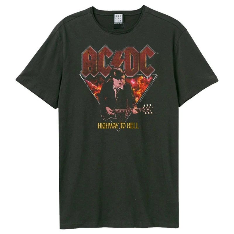 Image of Amplified Amplified Men Highway To Hell AC DC T-Shirt in Charcoal Size: X-Small Charcoal XS Male 5063238190702