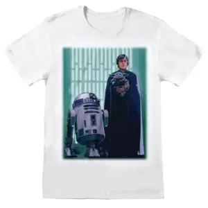 image of Star Wars: The Mandalorian Unisex Adult Luke Skywalker T-Shirt (L) (White)