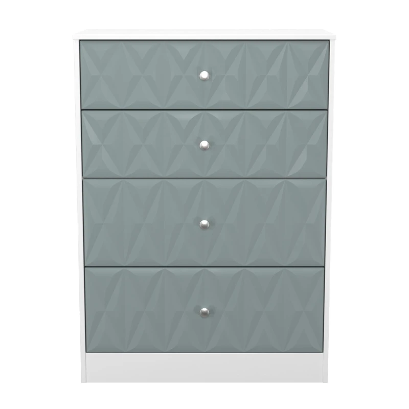 Image of San Jose Ready Assembled Matt Duck Egg Blue & White 4 Drawer Deep Chest (H)1063mm (W)766mm (D)395mm
