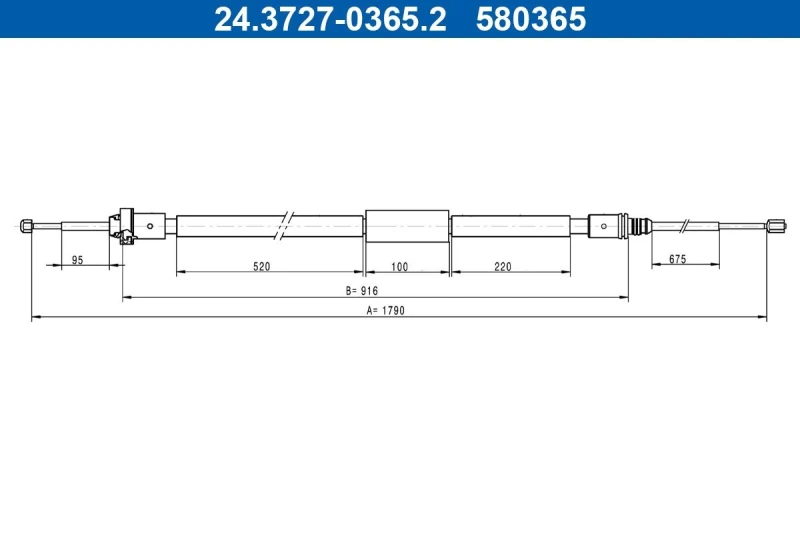 Image of ATE 24.3727-0365.2 Brake Cable 1790mm Cable,parking brake (124)