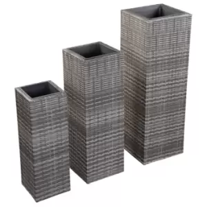 image of Vidaxl Garden Raised Beds 3 Pcs Poly Rattan Grey