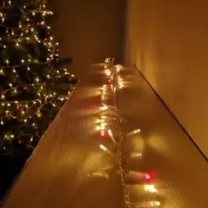 Image of 1000 LED 25m Premier TreeBrights Indoor Outdoor Christmas Multi Function Mains Operated String Lights with Timer & Clear Cable in Red & Vintage Gold