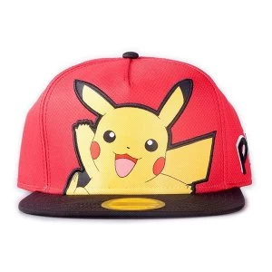 Image of Pokemon - Pikachu PopArt Snapback Baseball Unisex Cap (Black/Red)
