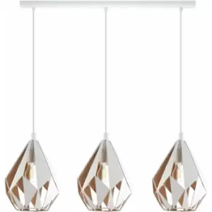 Image of Hanging Ceiling Pendant Light White & Gold Geometric 3x 60W E27 Kitchen Island