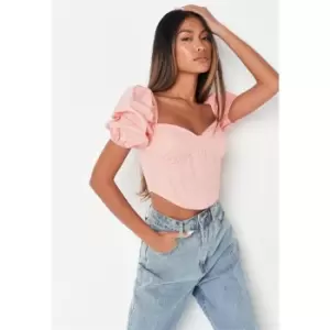 image of Missguided Milkmaid Short Sleeve Poplin Corset - Orange