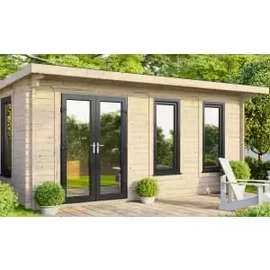 Image of Power Sheds 18 x 12ft Left Hand Door Pent Notched Logs Log Cabin
