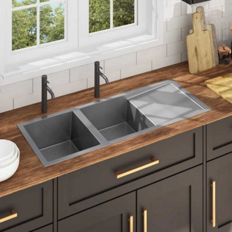 Image of vidaXL Handmade Kitchen Sink Stainless Steel, Silver 145081