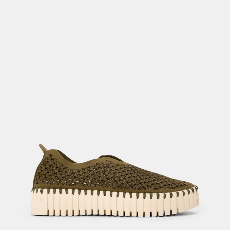 Image of Ilse Jacobsen Womens Canvas Slip On Trainers Green female 3 (36)