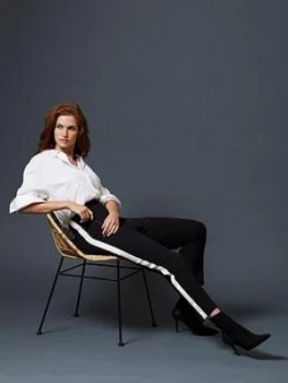 Image of Mint Velvet Mint Velvet Black Side Stripe Slim Trouser, Black, Size 8, Women