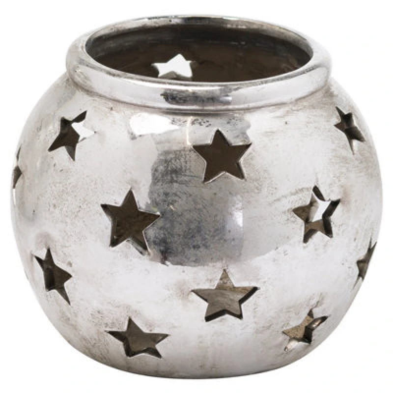 Image of Hill Interiors Aspen Star Candle Lantern Silver (10Cm X 14Cm)