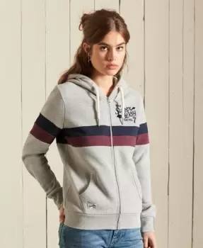Image of Superdry Womens Collegiate Colour Block Zip Hoodie Grey / Grey Marl - Size: 8