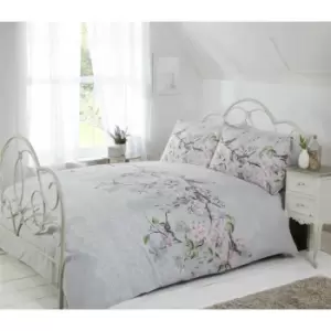 Image of Eloise Double Bed Duvet Cover Set with Matching Pillowcase, birds and floral