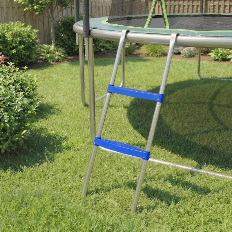 Image of SPORTNOW Trampoline Ladder, 2-Steps with Horizontal Wide Steps in Blue Blue Unisex