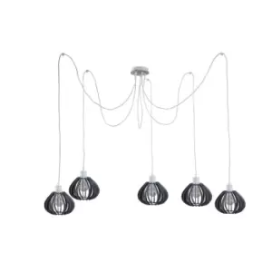 image of Nicoleta Cluster Pendant Ceiling Light Grey, 5x E27