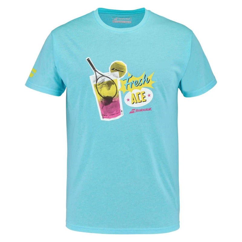 Image of Babolat Graphic Message T-Shirt Adults - Blue Blue S