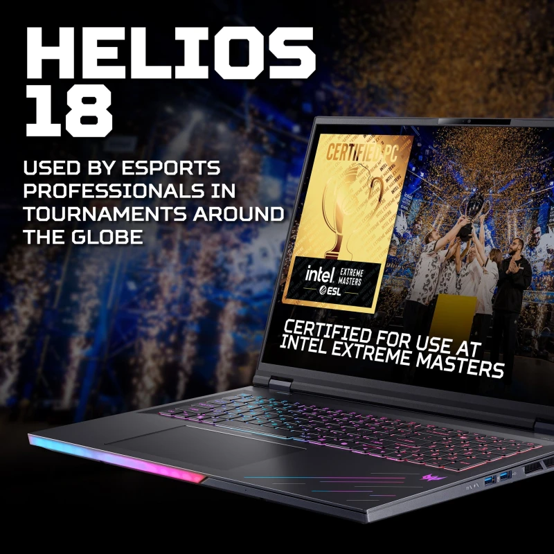 Image of Acer Predator Helios 18 AI - 18" WQXGA IPS 250Hz DDS Mini LED, Intel Ultra 9 275HX, RTX 5080, 2TB Gen4, 32GB RAM, WiFi7 - NH.QVYEK.002