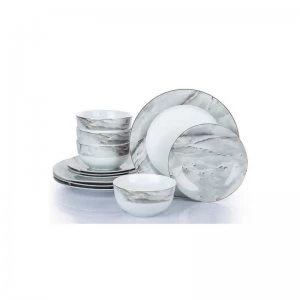 Image of Waterside 12 Piece Marble and Gold Dinner Set